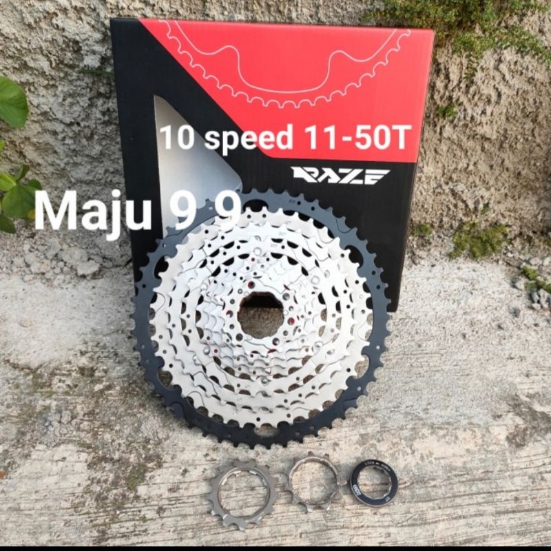 Sprocket Casette Raze 10 speed 11-50T Model Slop Asli in Box