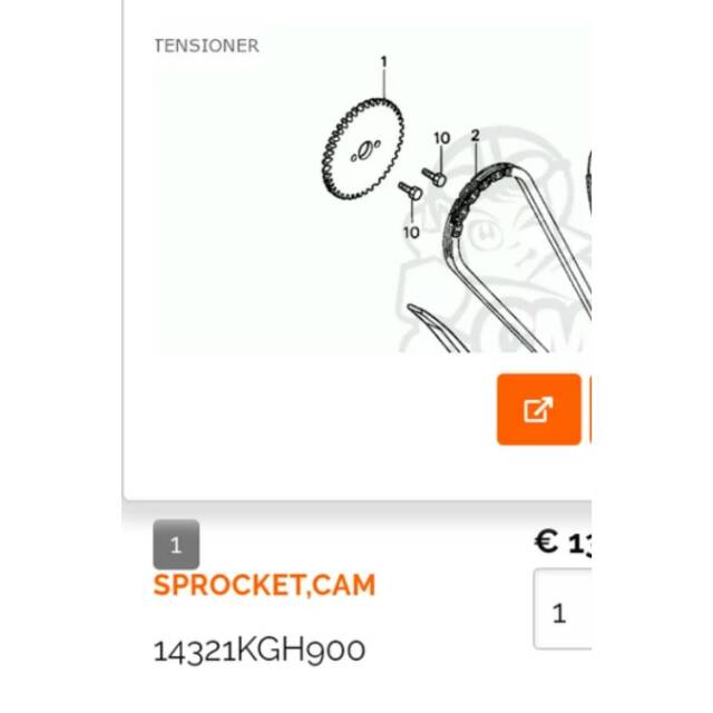 gigi timing kamprat noken as sprocket cam honda nova sonic 125 cbr125 rs original nos