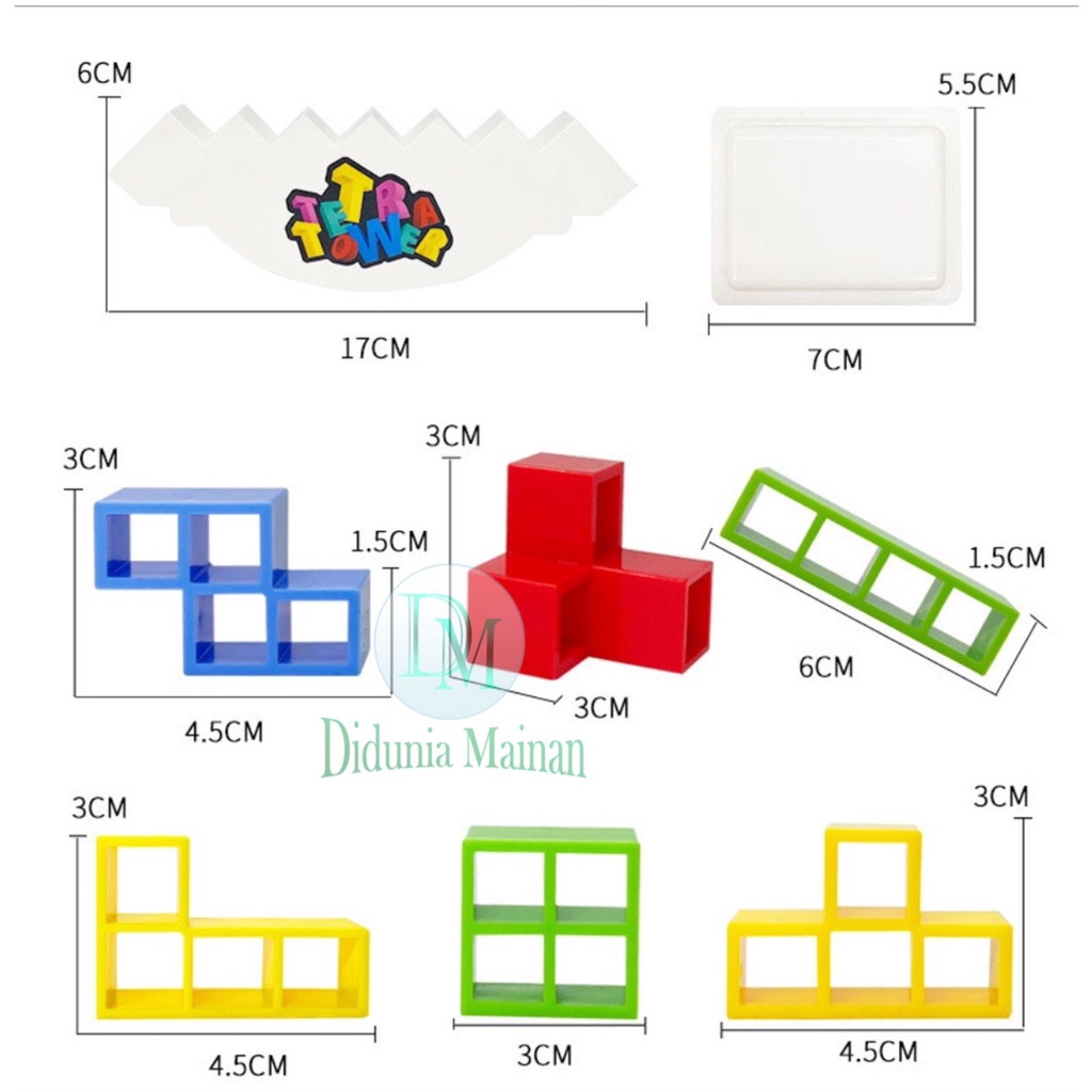 Mainan edukatif anak fun games balok susun balancing tetris tetra tower block