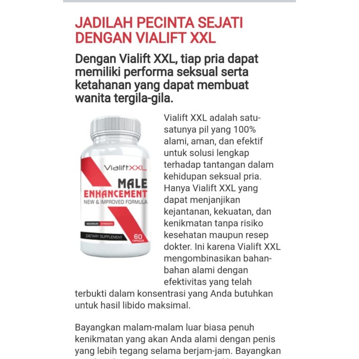 VIALIFT XXL EKEREKS1 KUAT DAN TAHAN LAMA PEMBESAR UKURAN PERMANEN