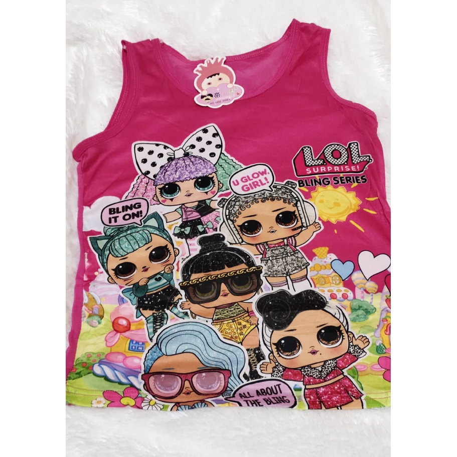 AZNASHOP.... 3 PCS SINGLET ANAK PEREMPUAN/TENGTOP ANAK CEWEK KARAKTER 3D