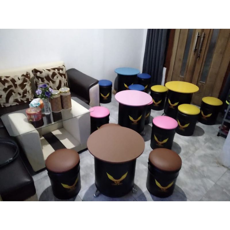 kursi cafe,kursi tong custom 3bangku +1meja lebar