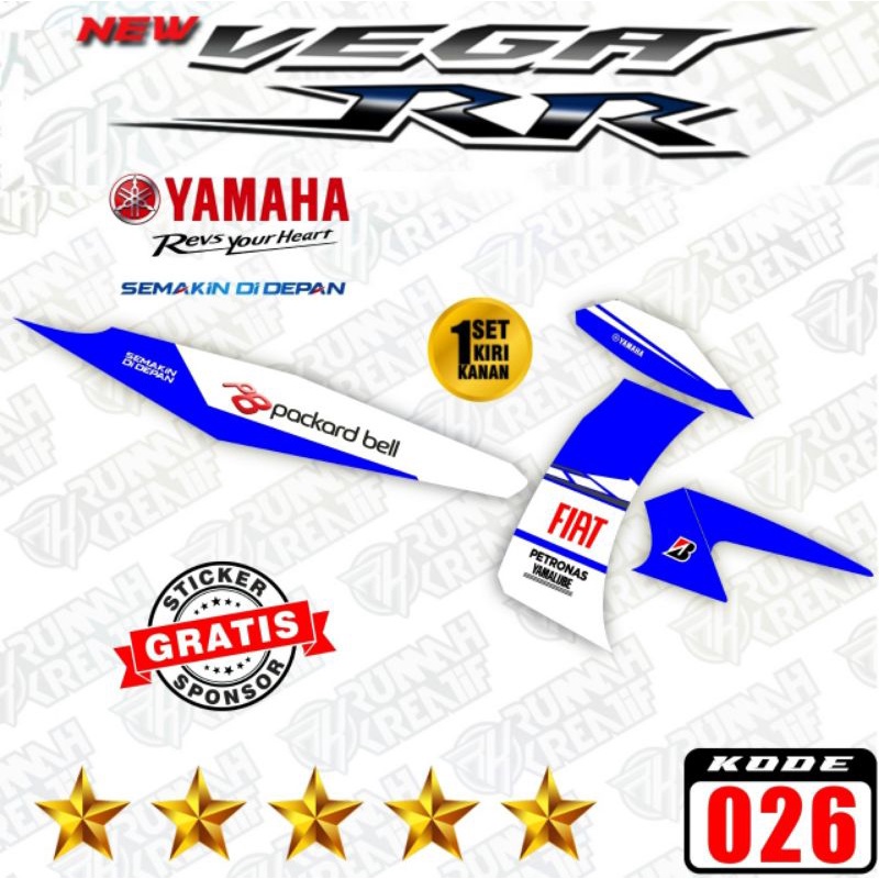 Decal Sticker Striping Variasi Vega RR 115 (Motif FIAT Yamaha MOTO GP)/ Decal Vega RR/ Striping Vega