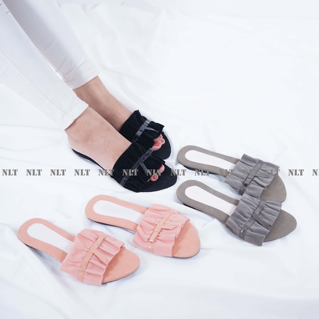 NunuLisaTan - Real picTermurah Sandal Sendal Flat Teplek Wanita Kerut