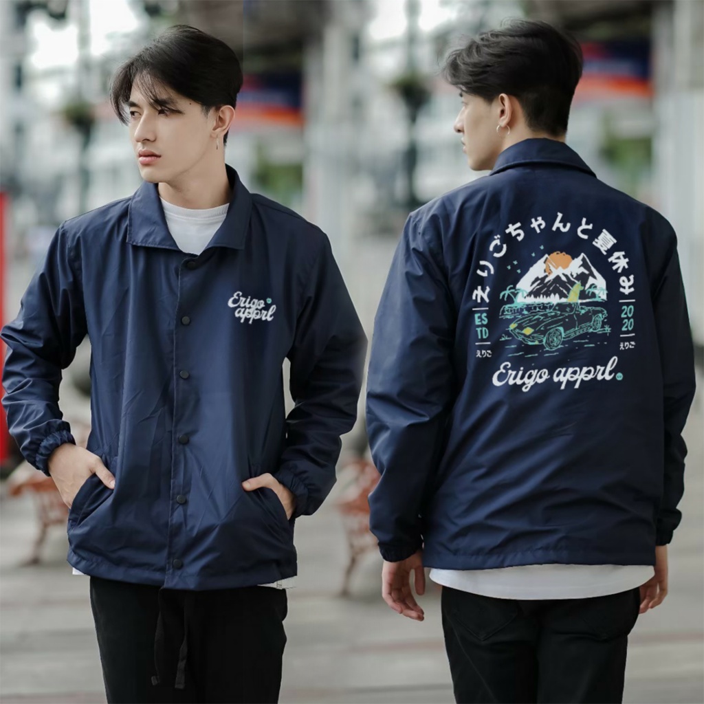 Coach erigo Jacket remaja Apparel NAGA jepang jaket pria wanita jacket murah distro remaja kekinian terbaru jeket perasut-STD NAVY