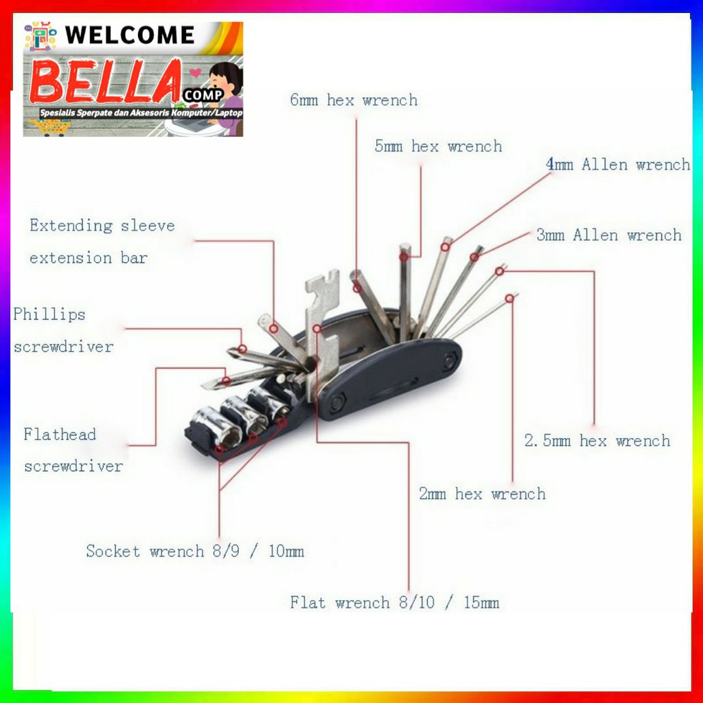 Alat set multifungsi 15 in 1 EDC untuk reparasi/Alat serbaguna/KNIFEZER Multifunctional 15 in 1 EDC