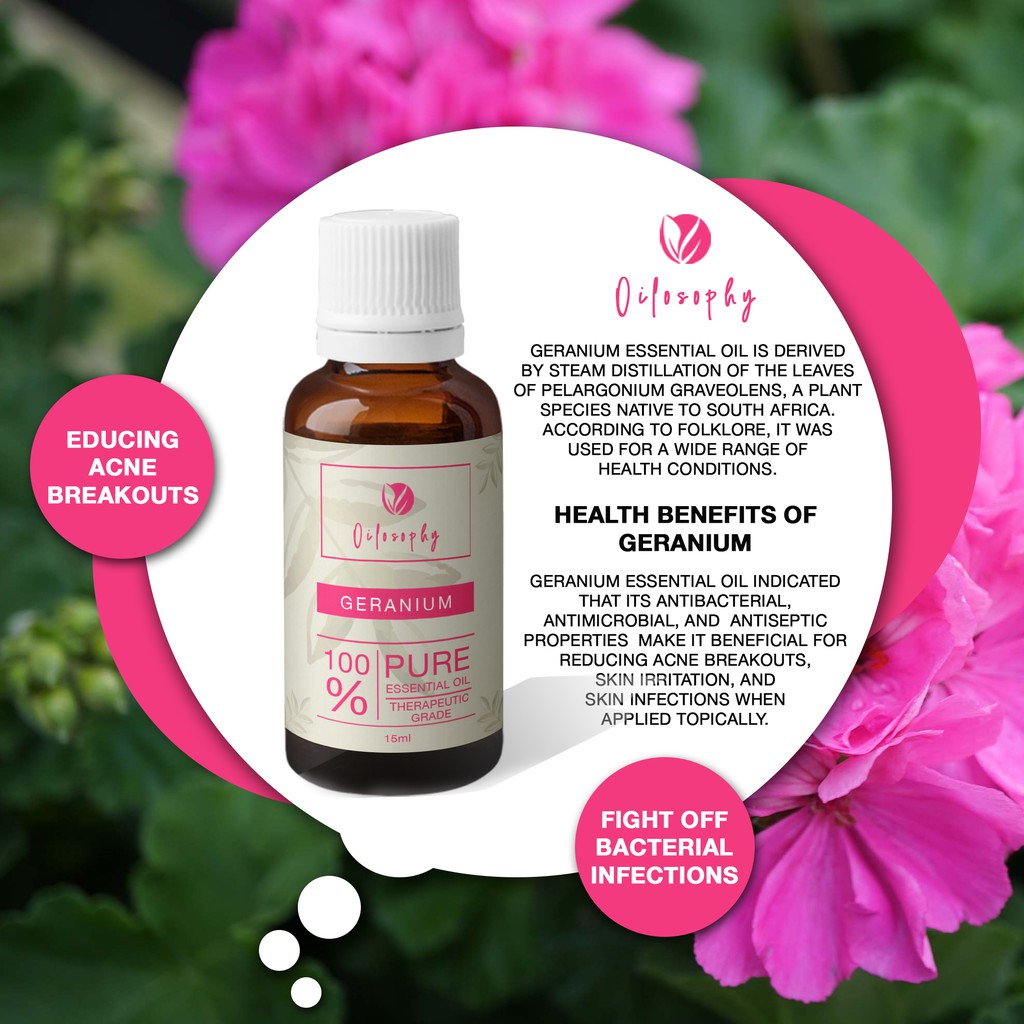 GERANIUM ESSENTIAL OIL | 100% PURE ESSENTIAL OIL | THERAPEUTIC GRADE