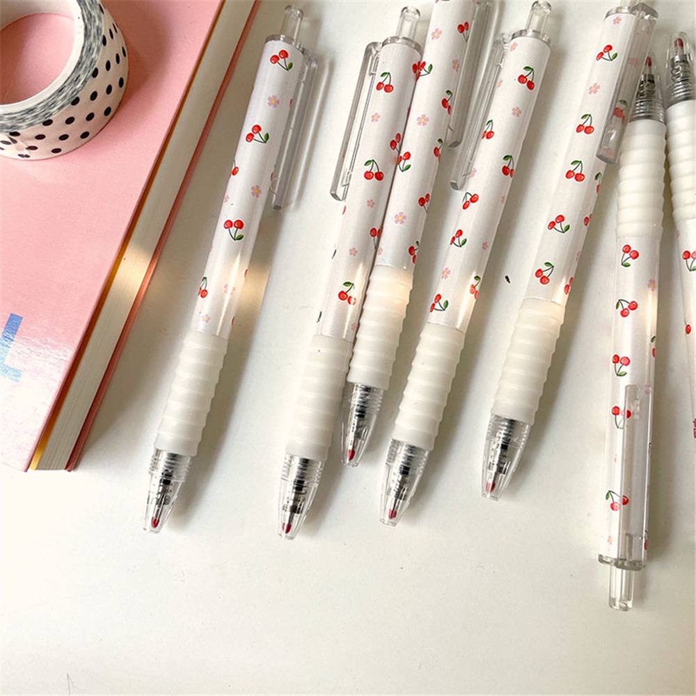 【COD Tangding】3pcs/set Creative Fruit Neutral Pressure Pen Student Stationery Cherry Pen Office Supplies Signature Pen