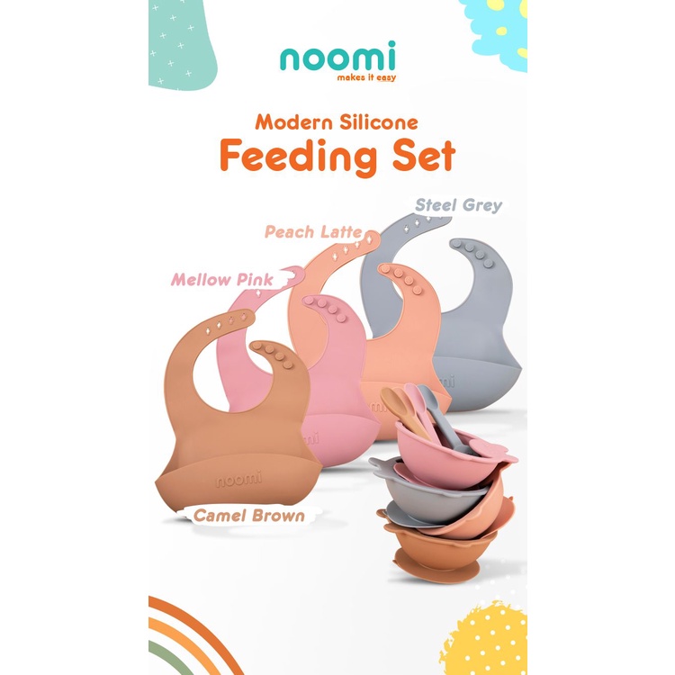 Noomi Modern Silicone Feeding Set - Perlengkapan Makan Anak