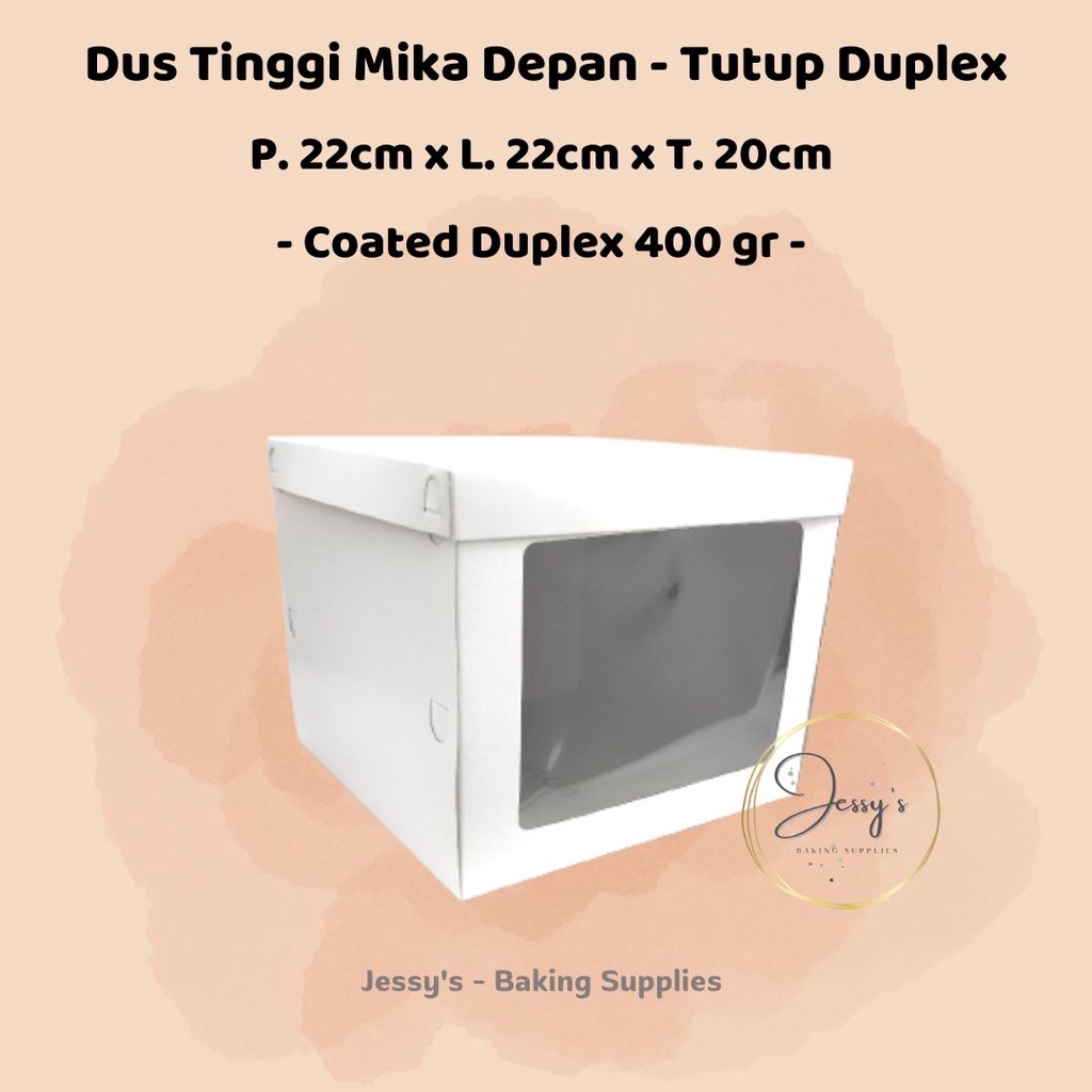 

Dus Box Kotak Kue Cake Tinggi Tutup Duplex 22 x 22 x 20 Putih Polos