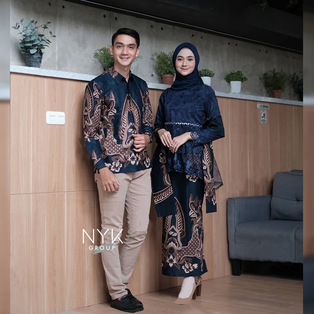 Batik Couple Kondangan/Couple Batik Lamaran Tunangan/Set Kebaya Couple Aisyah/Couple Wisa Kiana