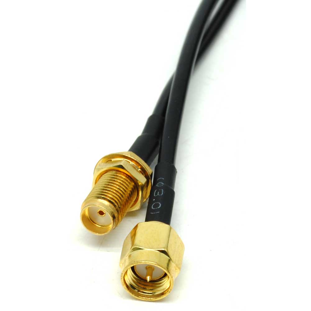 Kabel Antena SMA Male ke SMA Female 3 Meter - Black