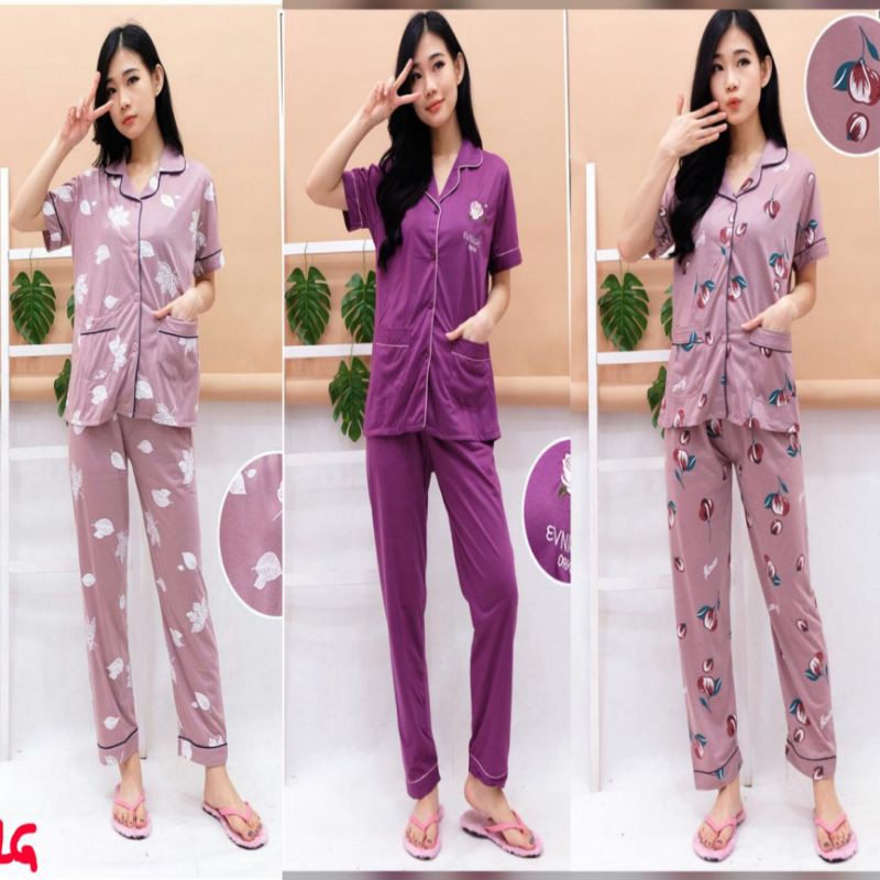 BAJU TIDUR WANITA IMPORT / STELAN PIYAMA CP KANCING IMPORT