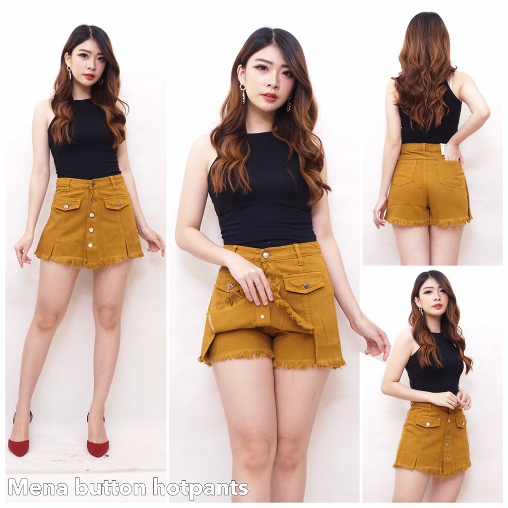 Mena button hotpants -Thejanclothes