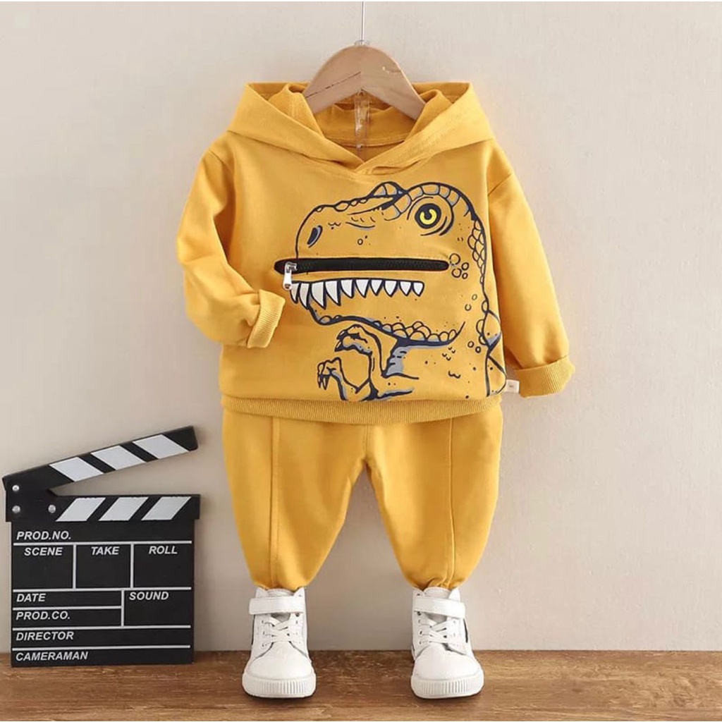 Sweater anak anak hoodie t-rex setelan sweater anak baju anak laki laki 1-6 tahun stelan