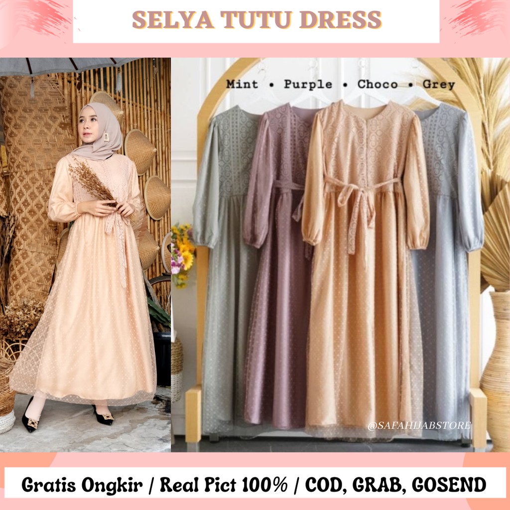 SELYA TUTU DRESS PESTA /DRESS LEBARAN / BUSUI FRIENDLY / JUMBO SIZE