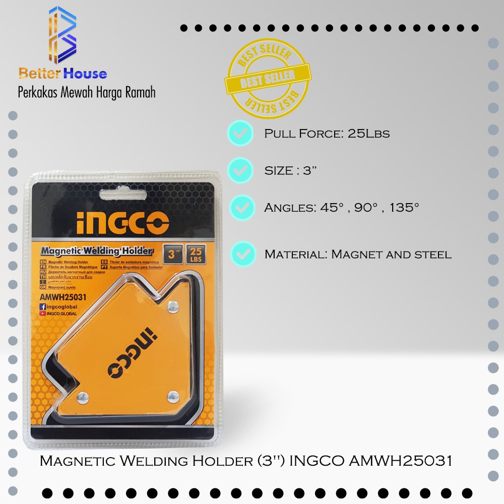 Magnetic Welding Holder (3") INGCO AMWH25031 - Siku Magnet Las Arrow