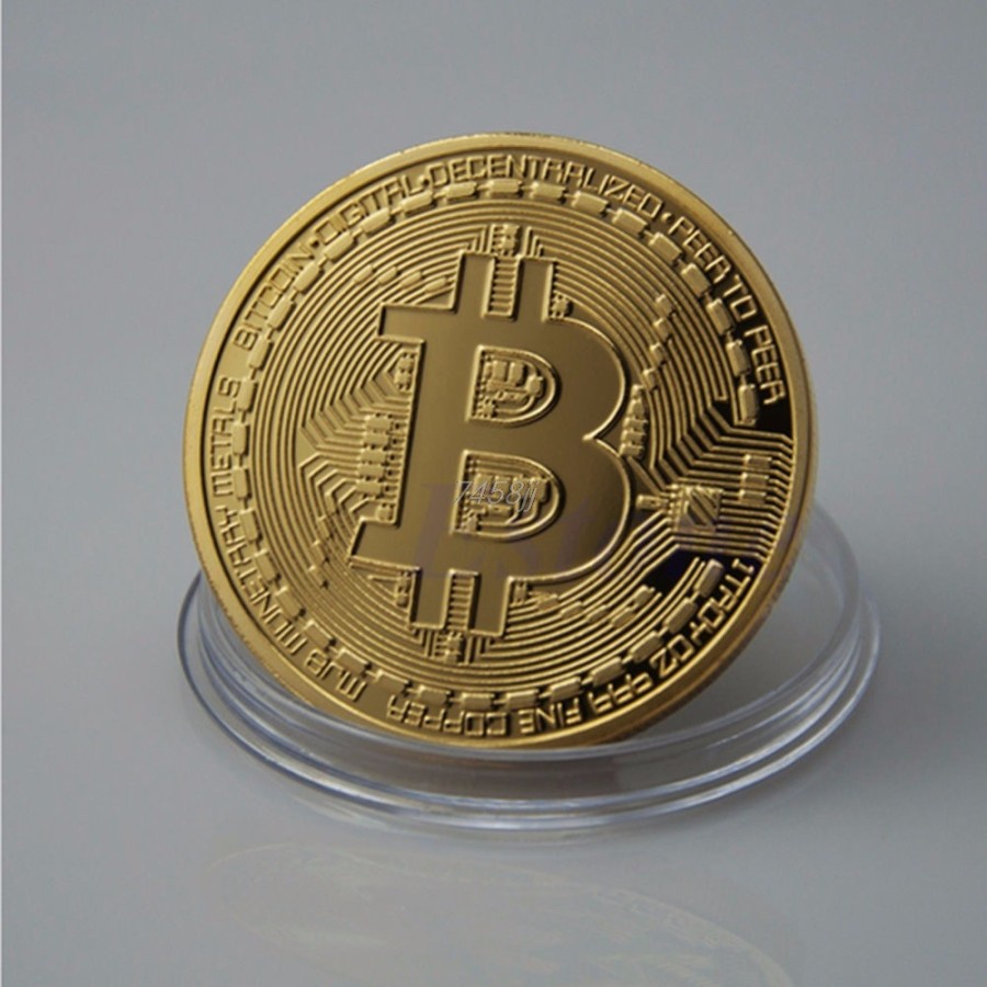 Gold Plated Bitcoin Miniatur - Golden BITCOIN MURAH SURABAYA