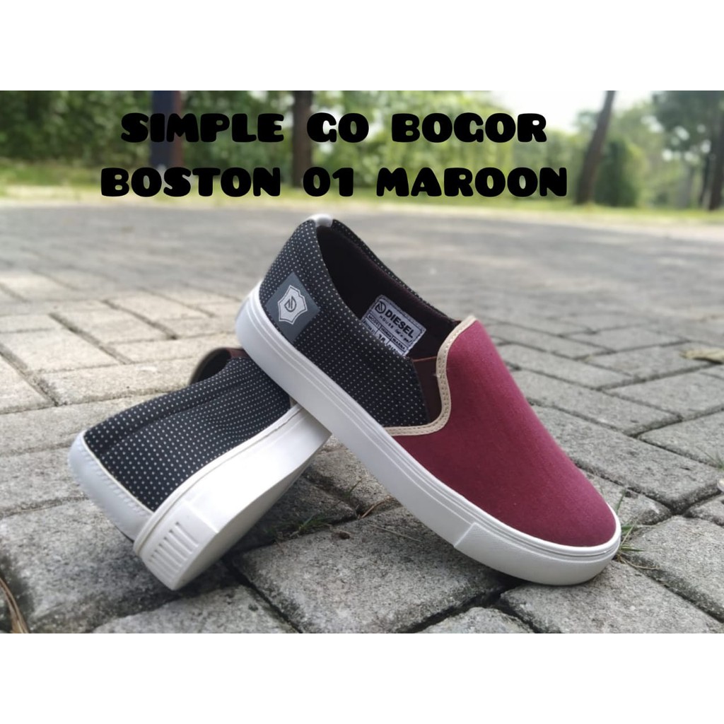 SEPATU SLIP ON PRIA BOSTON DIESEL BAHAN KANVAS INJECT ANTI SELIP 38-43