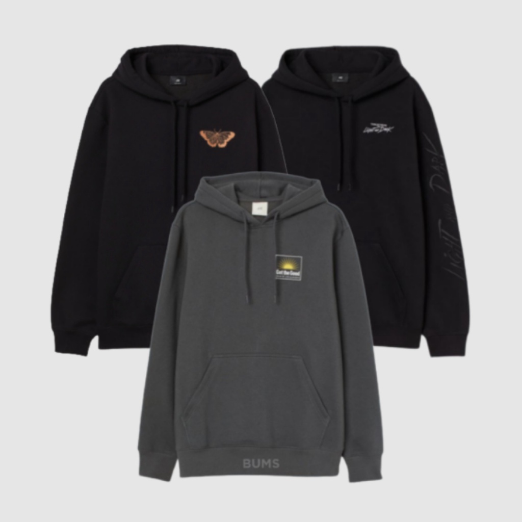 H&M Light The Dark Butterfly Get The Good Printed Hooded Top Original - Sweater / Pullover / Jaket /