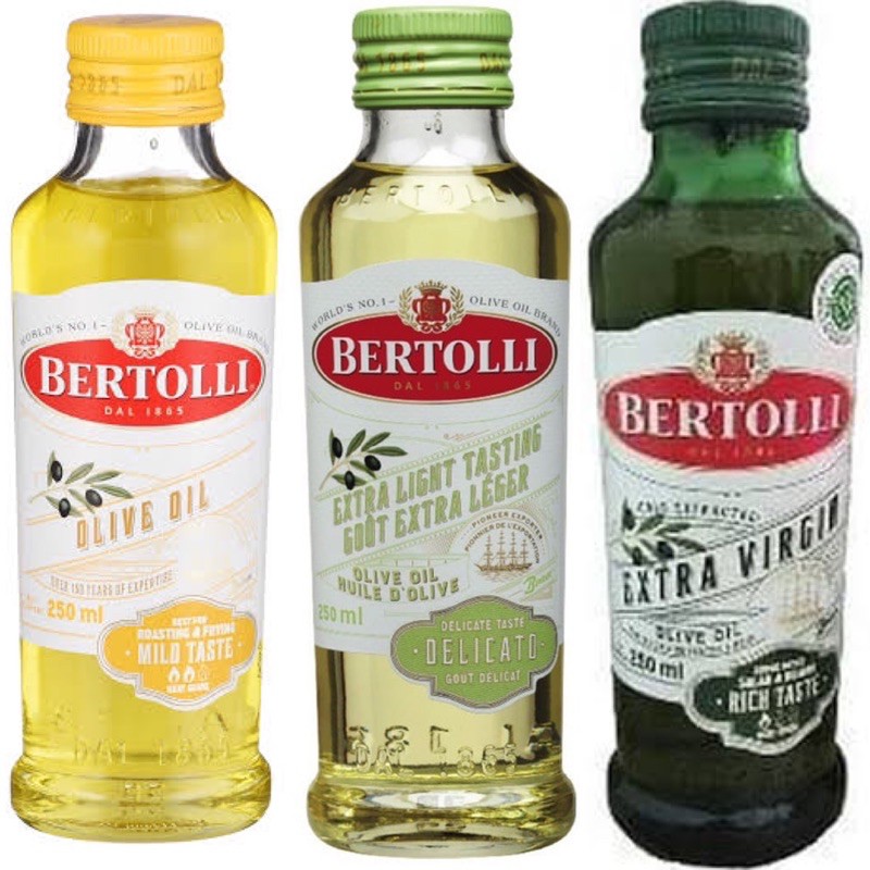 Bertolli Extra Virgin Olive Oil, Extra Light and Classico Olive Oil 250ml