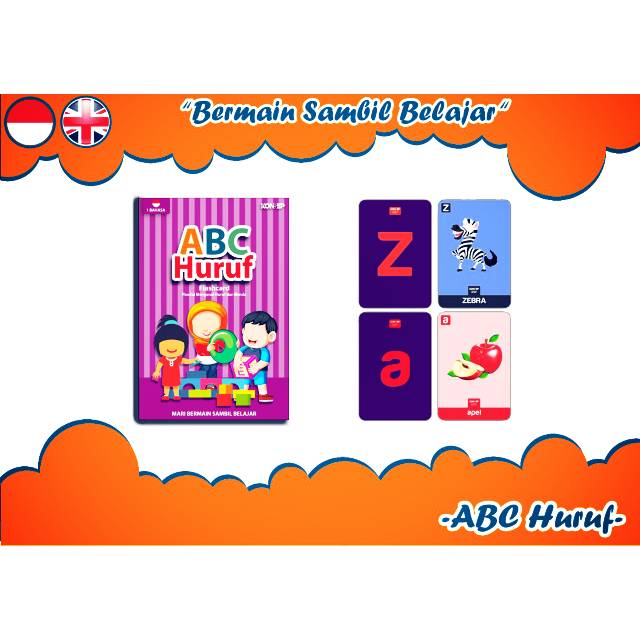Bermain Anak Kartu Anak Edukasi untuk Media Belajar ABC Huruf KONSEP Flashcard Mainan Anak  Belajar