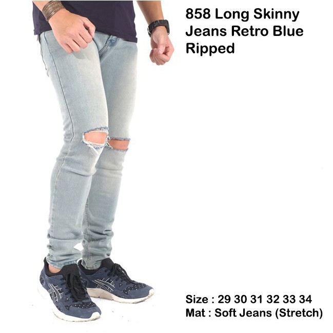 celana panjang retro jeans ripped / celana jeans pria sobek retro