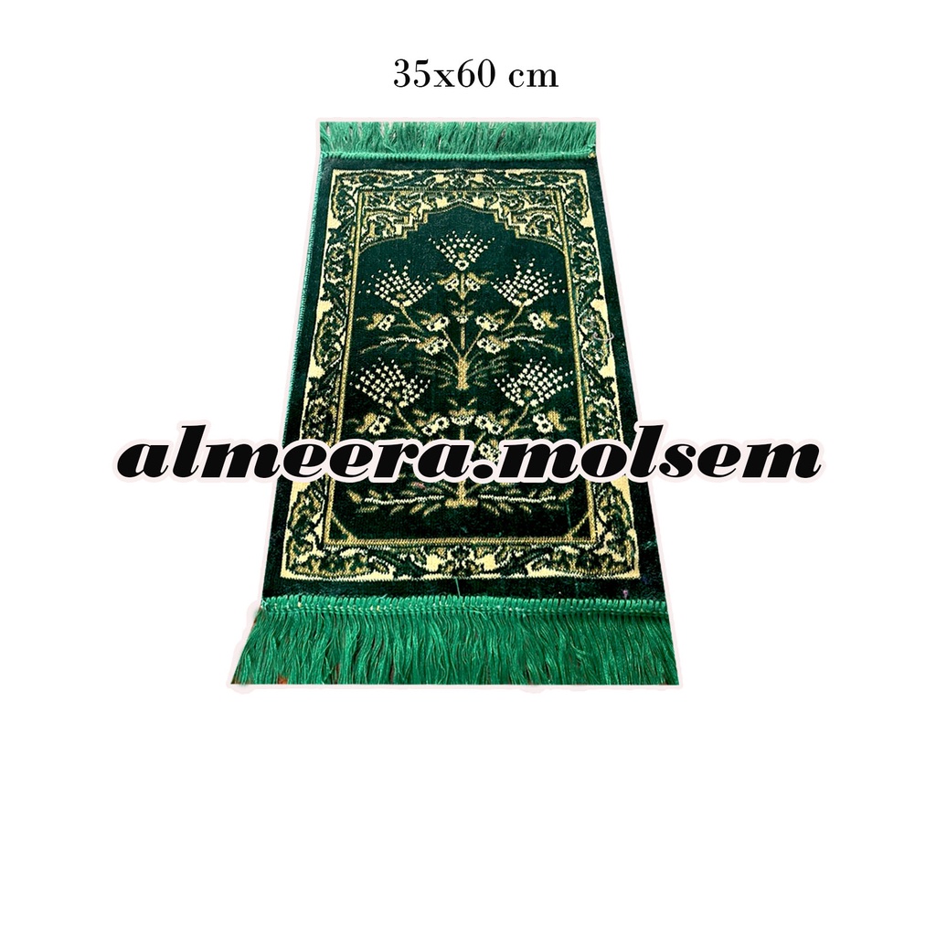 Sajadah Mini Ukuran 35x60cm Bahan Beludru Sejadah Sujud Perlengkapan Sholat Pakaian Muslim Almeera.Moslem