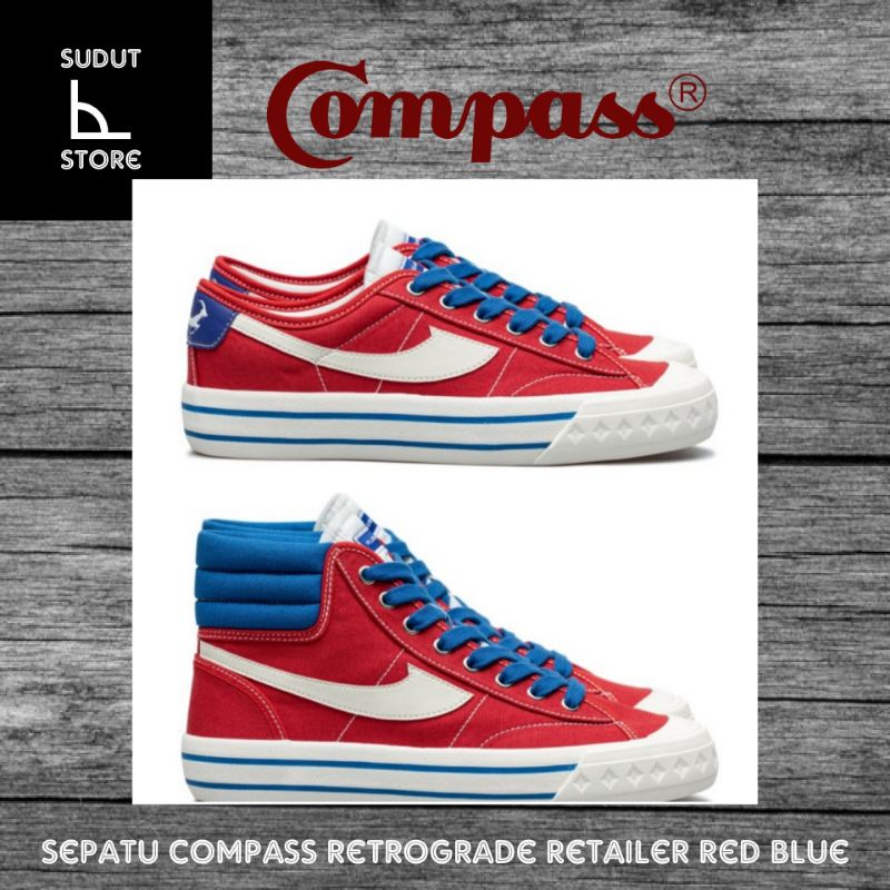 Sepatu Compass Retrograde high / Low Red Blue (Retailer)