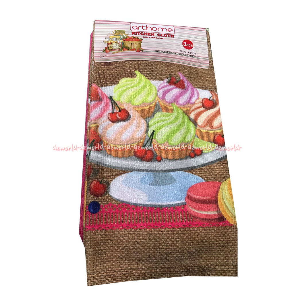 Arthome Kitchen Cloth Cupcake 3 Pcs 38cmx63,5cm Daya Serap Tinggi 200 gr