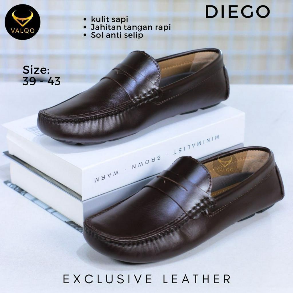 [VALQO] DIEGO Sepatu Kulit Sapi Pria Kantor Formal Kasual Casual Santai Loafer Flat Shoes Sol Anti Selip