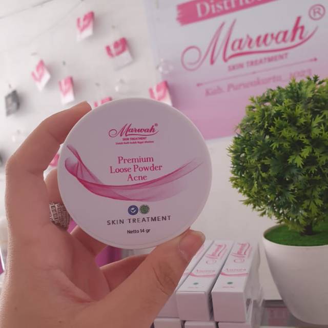 Marwah Skincare Premium Loose Powder Daily Bedak Tabur Ringan Untuk Kulit Wajah Normal Kering Berjerawat Original BPOM