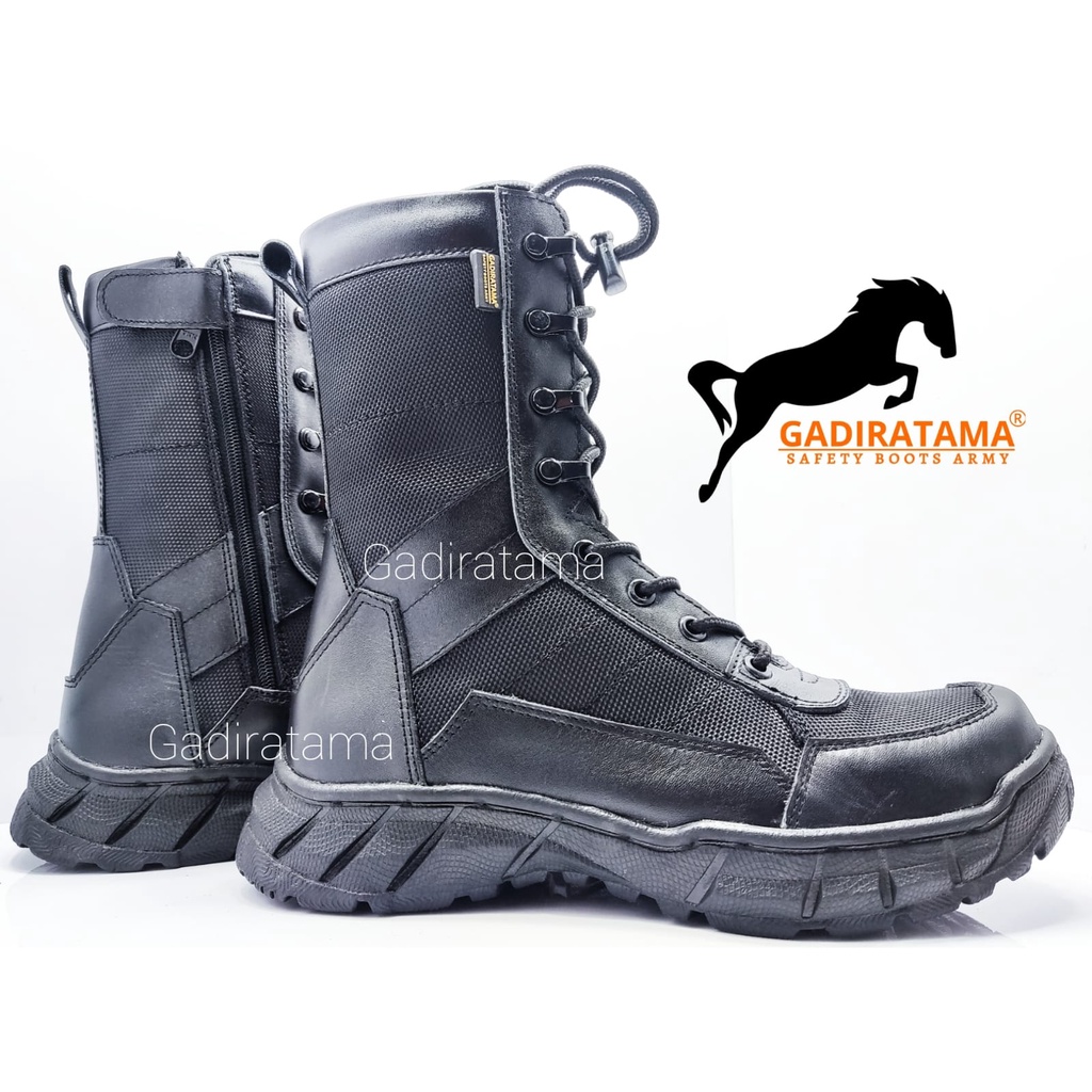 sepatu PDL TNI POLRI safety ujung BESI KULIT SAPI KOMBINASI CORDURA WATERPROOF GADIRATAMA !