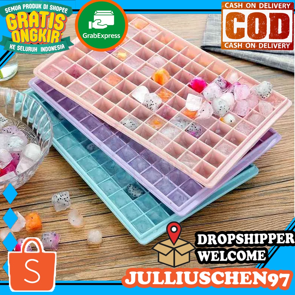 JJ CHEN Kotak Penyimpanan Cetakan es batu / ice cube / agar agar / buah / jelly 60 dam 96 sekat