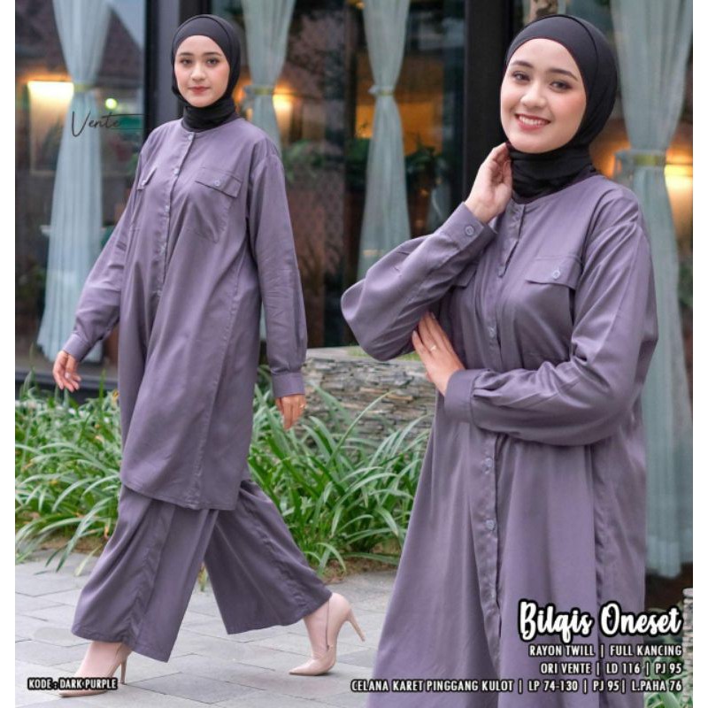 BILQIS ONE SET BY VENTE | BAJU SETELAN LONG TUNIK POLOS