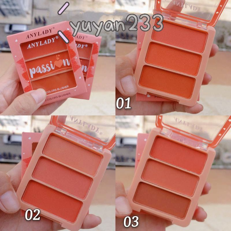 PROMO ECER!!!BLUSHER/BLUSH ON 3 COLORS PASSION ANY LADY 889