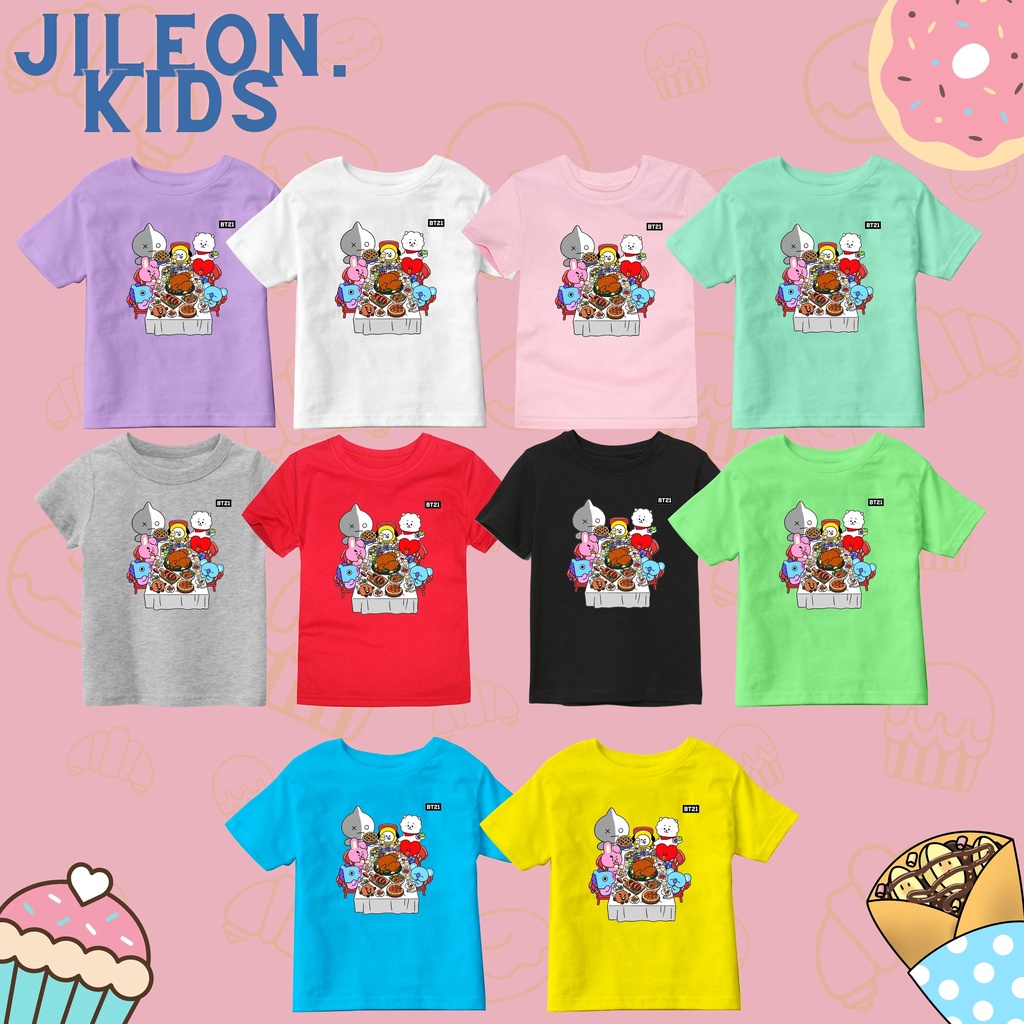 KAOS ANAK BT21 FAMILY DINNING TATA MANG CHIMMY SHOOKY COOKY KOYA RJ