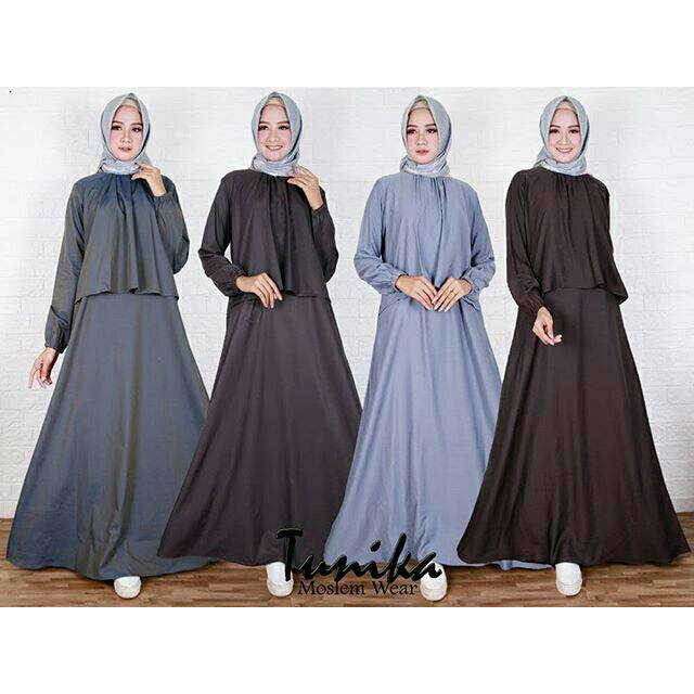 Gamis tunika tumpuk