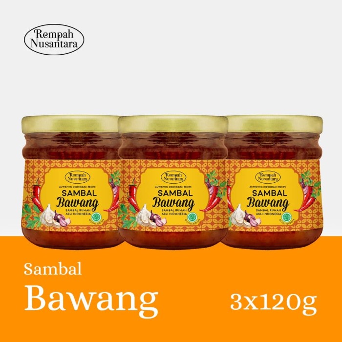 

sambal-aneka- rempah nusantara sambal bawang 3 botol jar x 120gr -aneka-sambal.