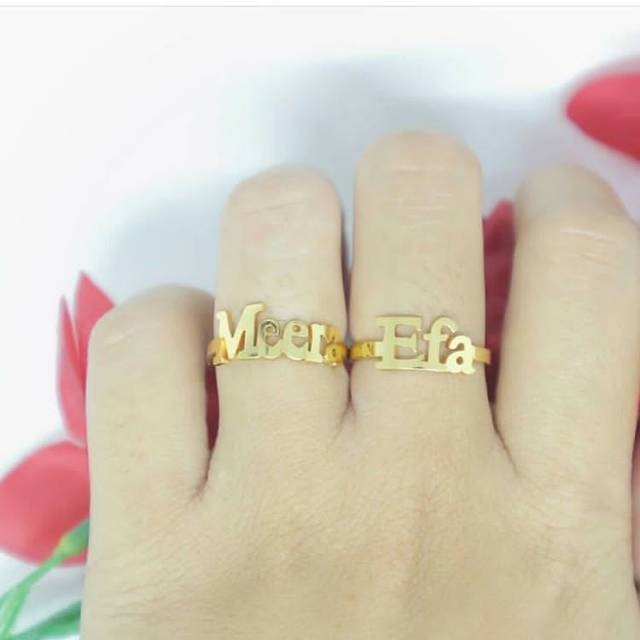 Cincin nama /cincin ukir nama lapis emas