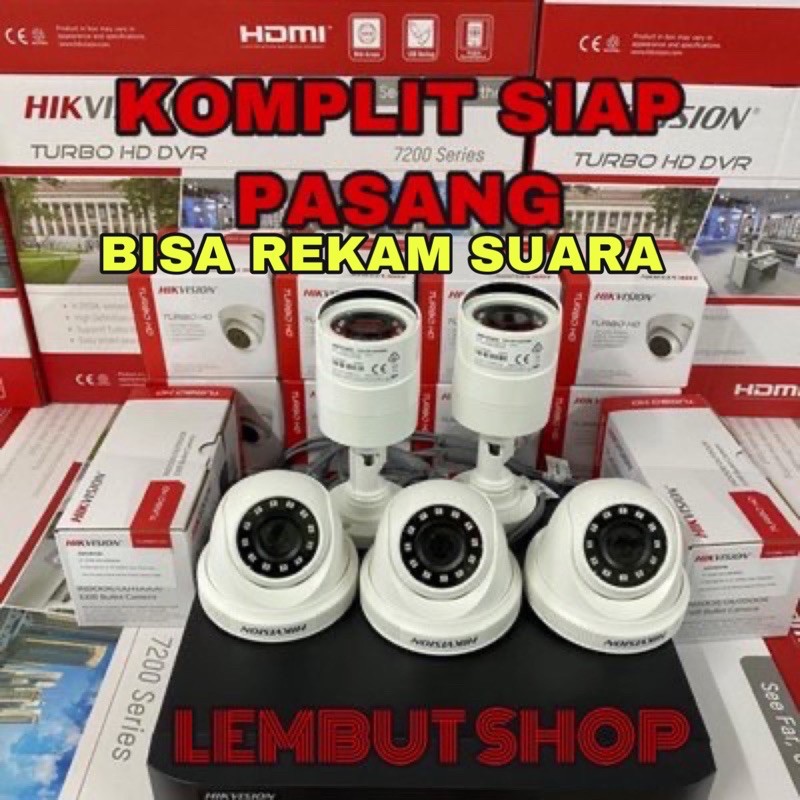 paket camera cctv 5 kamera hikvision 2mp audio built in mic 1080p