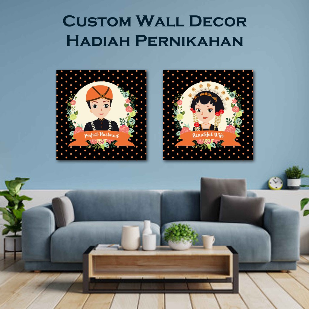 (0,6 cm) Hadiah Pernikahan Kado Pernikahan Poster Wedding Wall Decor Couple Custom Pajangan Dinding