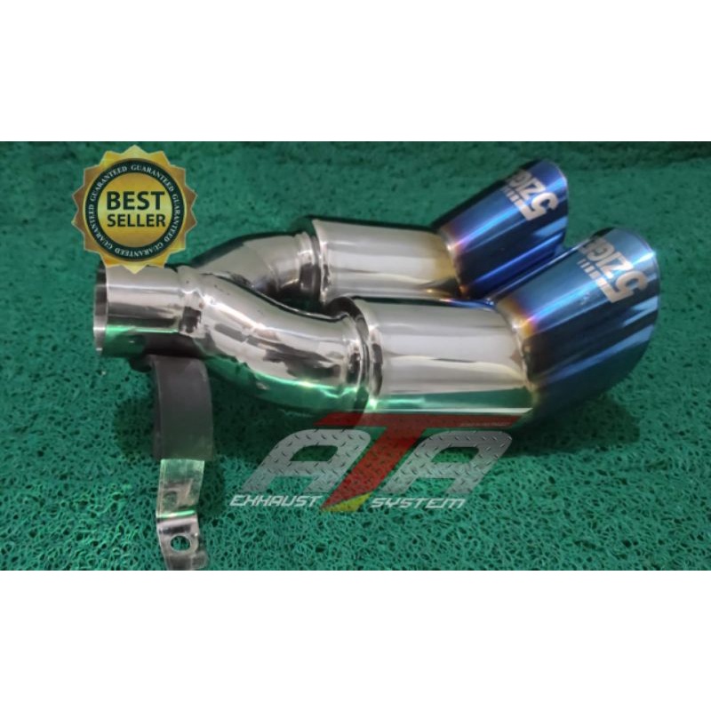 Knalpot racing mobil 5zigen cabang 2 suara bass bulat