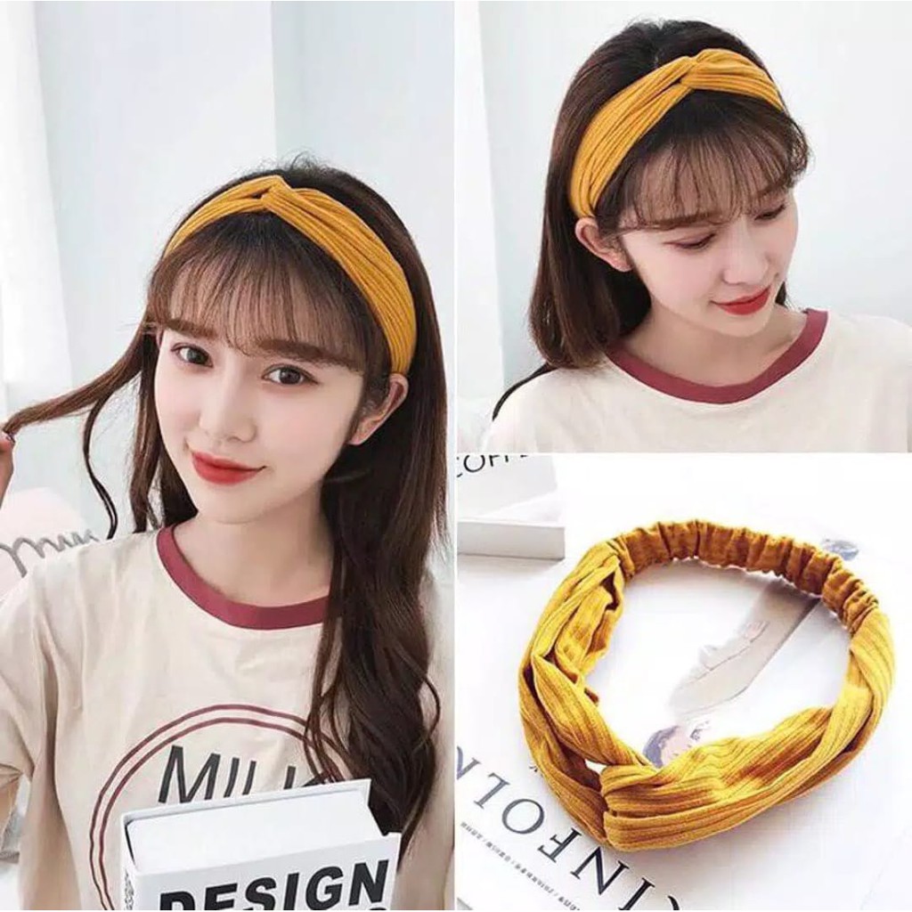 *ALIBABA1688*COD Bando rambut ala Jepit Korea Bandana Rajut Aksesoris Wanita Karet B19