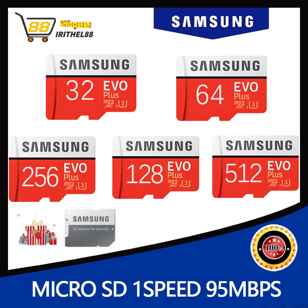 Samsung Evo Plus Kartu MicroSD 32/64/128/256/512GB Class10 U3 Memory Card TF Flash Card