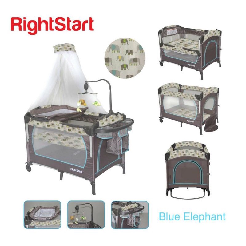 Tempat Tidur / Ranjang / Box Bayi PY 888 Right Start 2 in 1 Playard ( Baby Box ) Side Bed Bisa Buka Samping