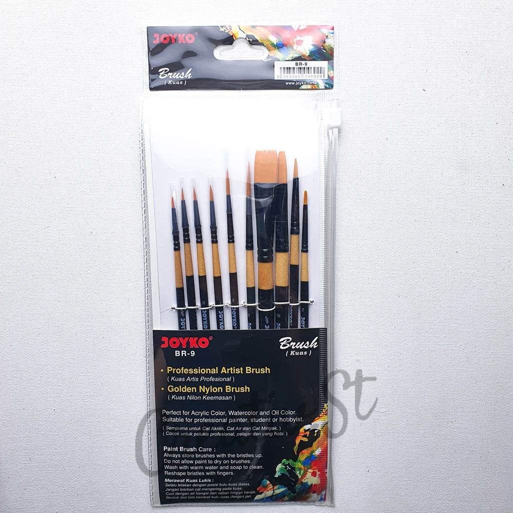 

JOYKO Kuas Lukis Set Br-9 (10 Pcs Kuas) Professional Artist Brush Set