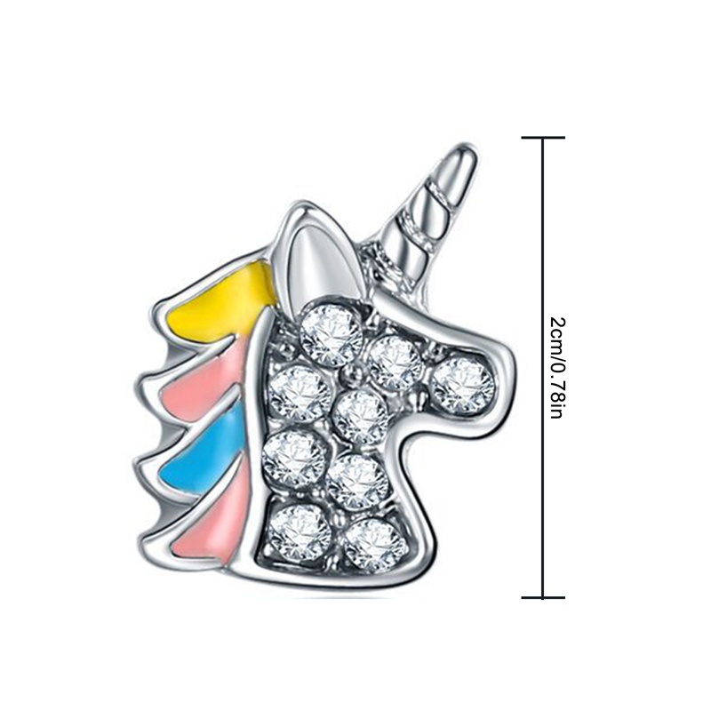 Fancyqube Anting Stud Enamel Kristal Bentuk Hewan Unicorn Warna Silver Untuk Wanita