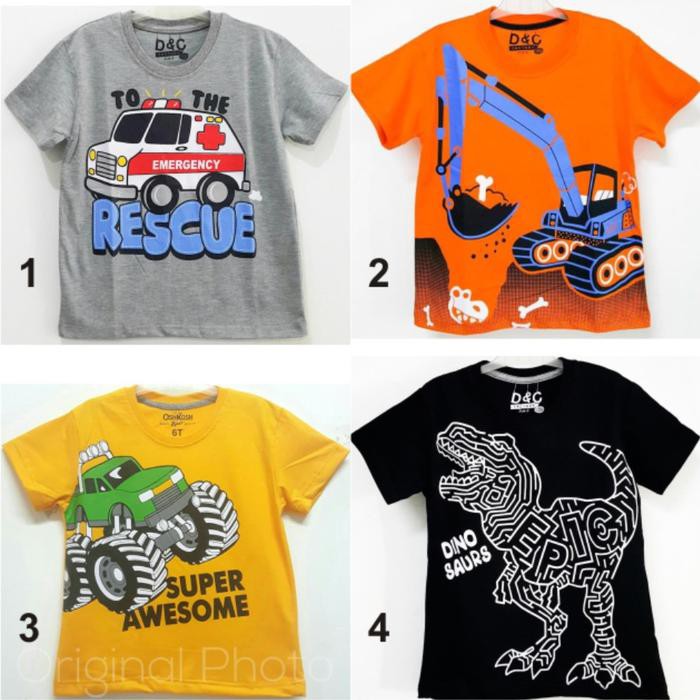 Terlaris Kaos Anak Laki - Laki Karakter Dan Oshkosh Size 1-6 Tahun