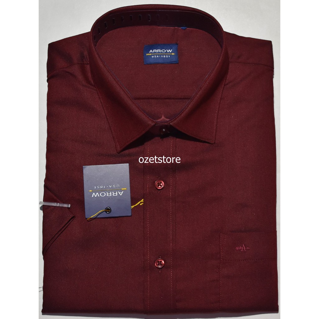 Kemeja Pria Casual Lengan Pendek ARROW Marun Reguler CF10 ORI